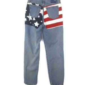Rare Spike & Elvis Fredericks Of Hollywood Colab High Rise Flag Bootie Jeans